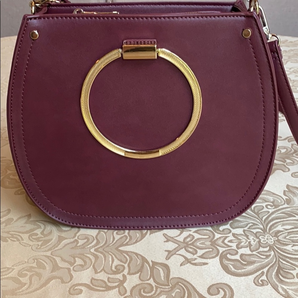 Burgundy Gold Ring Crossbody Bag